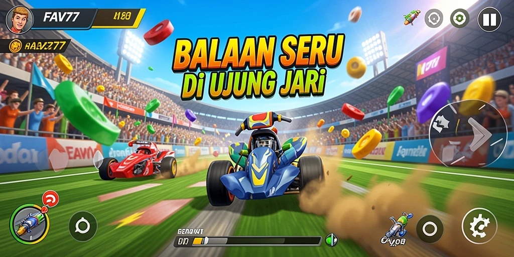 Tampilan gameplay balapan yang mendebarkan di FAV77.