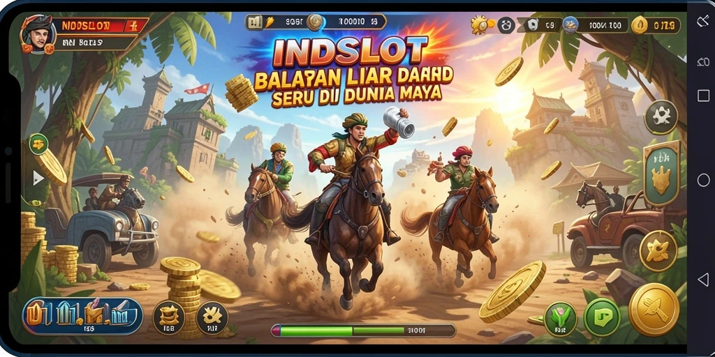 Tampilan seru balapan di INDSLOT dengan kendaraan yang cepat.
