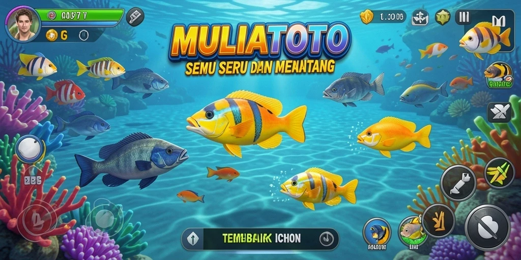 Tampilan gameplay seru di MULIATOTO saat menembak ikan.