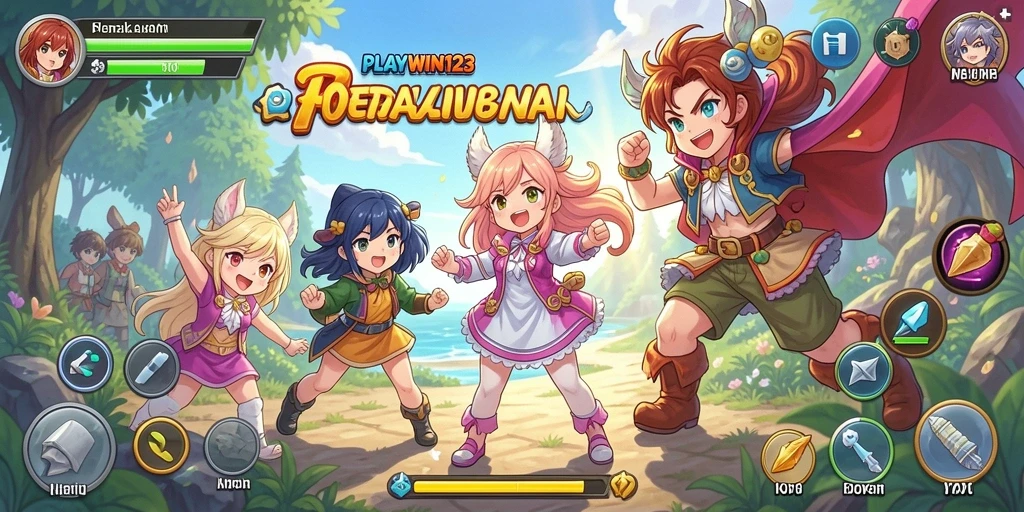 Tampilan gameplay PLAYWIN123 yang mempesona dengan karakter anime.