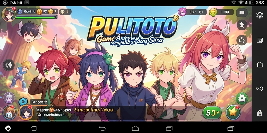 Screenshot gameplay PULITOTO menampilkan aksi karakter Anime.