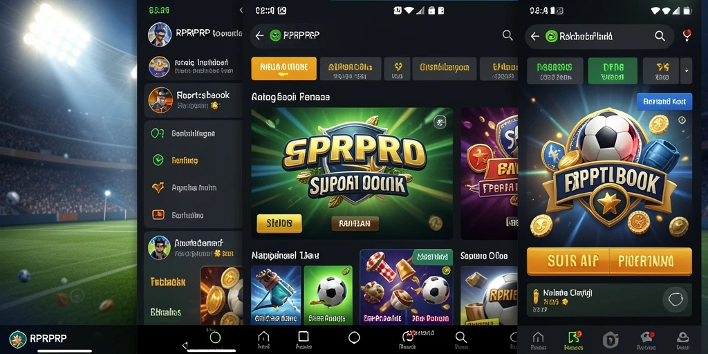 Tangkapan layar RPRPRP menampilkan tampilan antarmuka aplikasi Sportsbook yang menarik.